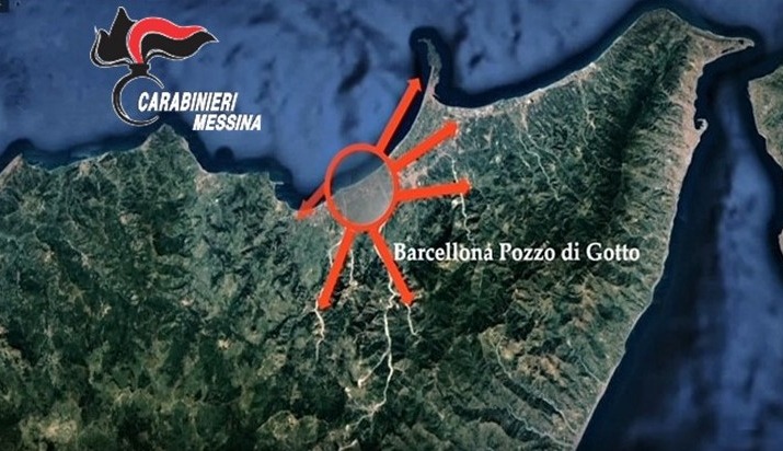 Cartina operazione antimafia Carabinieri Messina