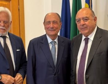 L'amministratore delegato di Anas Claudio Andrea Gemme, il Presidente della Regione Siciliana Renato Schifani, il Presidente di Anas Giuseppe Pecoraro